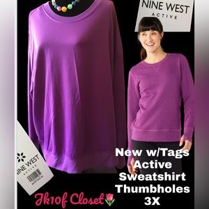 🌷NWT NINE WEST 3X ACTIVE TOP w/THUMBHOLES